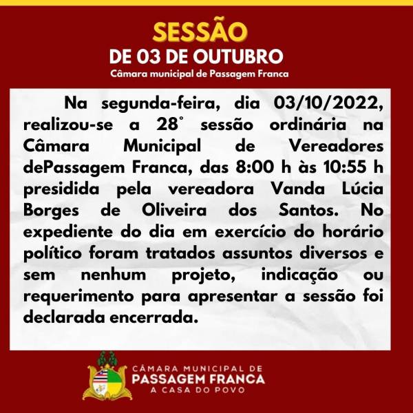 SESSÃO 03 DE OUTUBRO