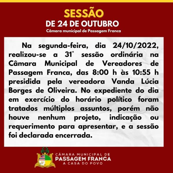 SESSÃO 24 DE OUTUBRO