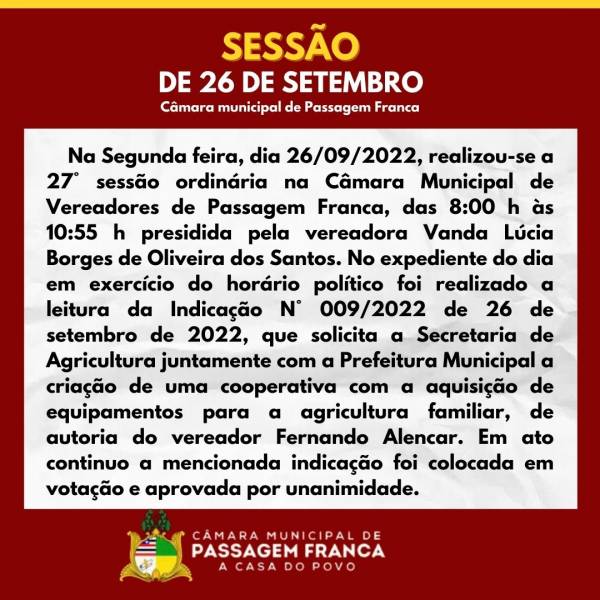 SESSÃO DE 26 DE SETEMBRO
