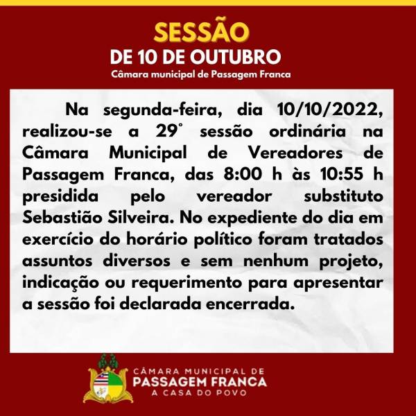 SESSÃO 10 DE OUTUBRO