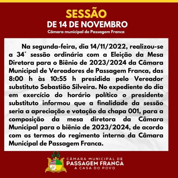 SESSÃO 14 DE NOVEMBRO