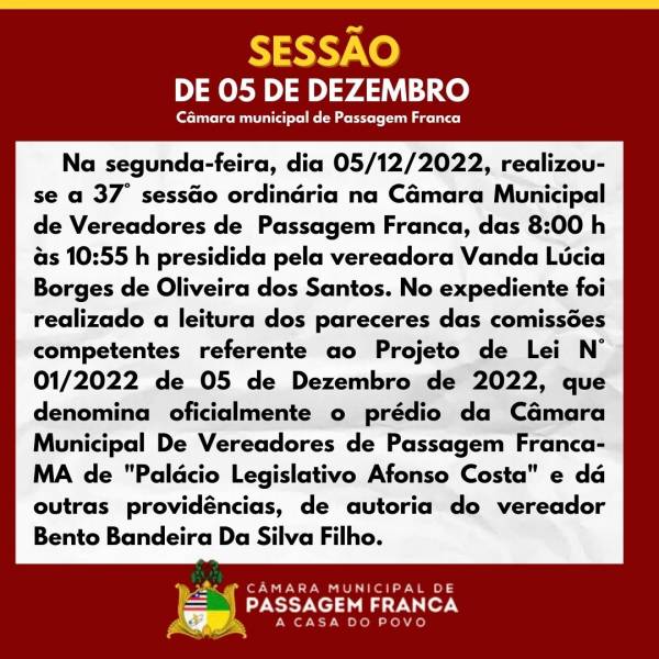 SESSÃO DE 05 DE DEZEMBRO